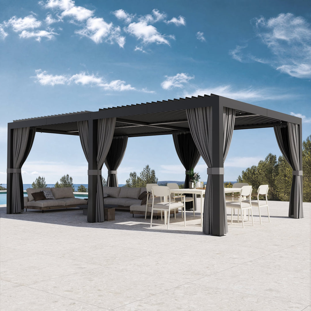 10'x12' Aurora Metall-Pergola mit verstellbaren Lamellen
