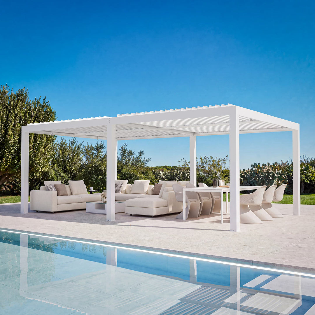 10'x12' Aurora Metall-Pergola mit verstellbaren Lamellen