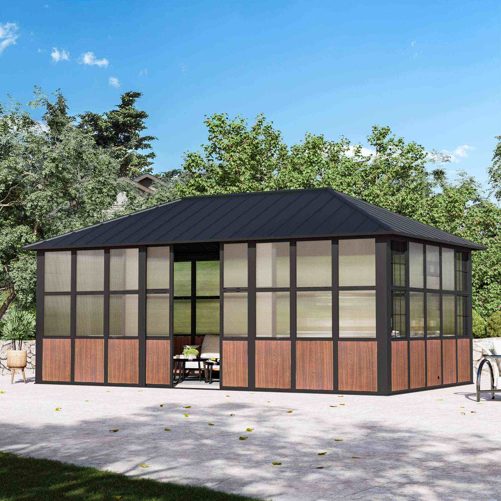 12x20 Fuß Clario Solarium Hartdach-Pavillon mit integrierter TV-Halterung
