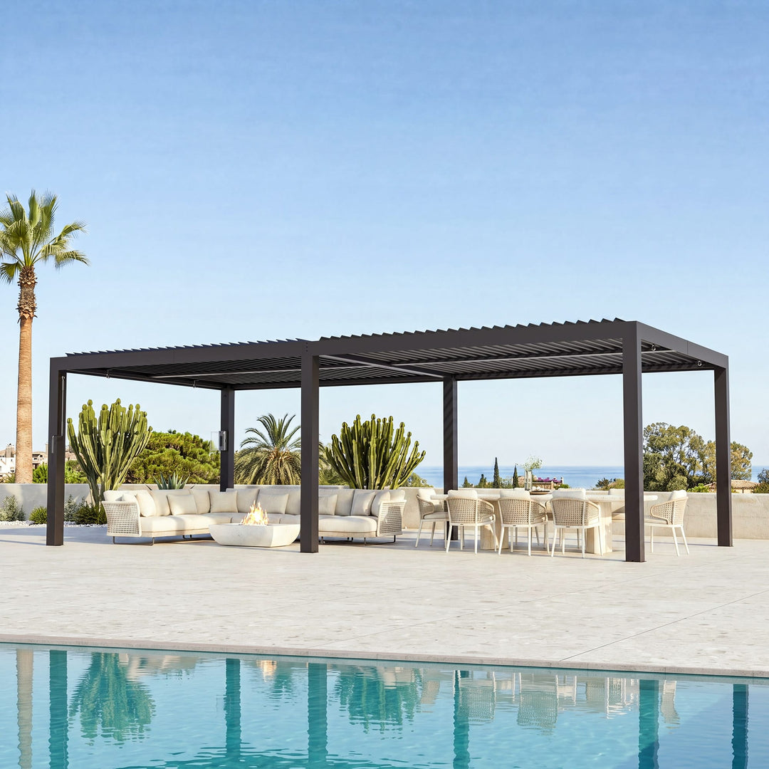 12'x24' Aurora Metal Pergola with Adjustable Louver