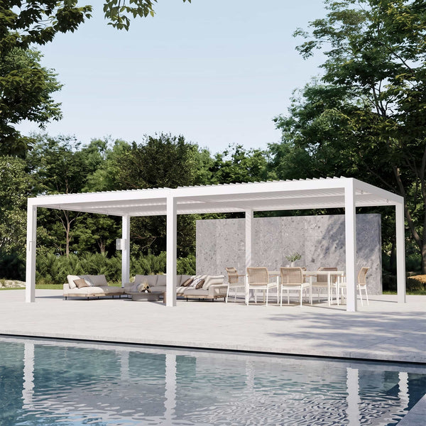10'x12' Aurora Metall-Pergola mit verstellbaren Lamellen