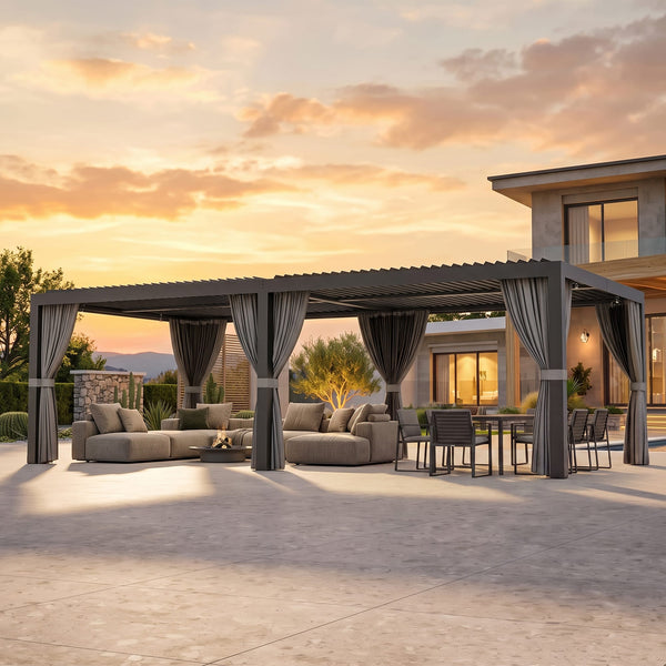 10'x12' Aurora Metall-Pergola mit verstellbaren Lamellen
