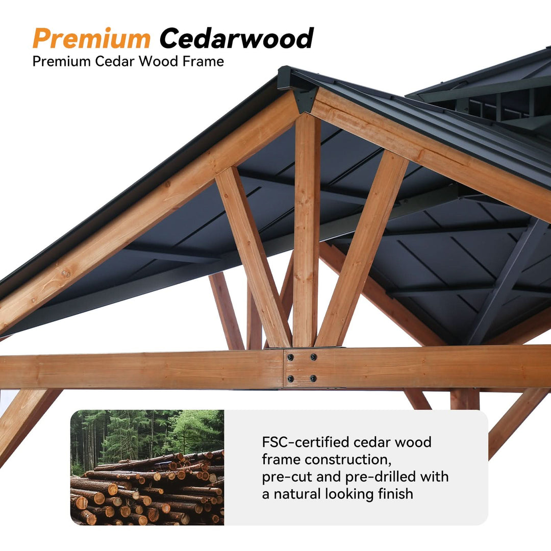 12'x12' Wedgewood Zedernholz-Pavillon mit Giebeldach