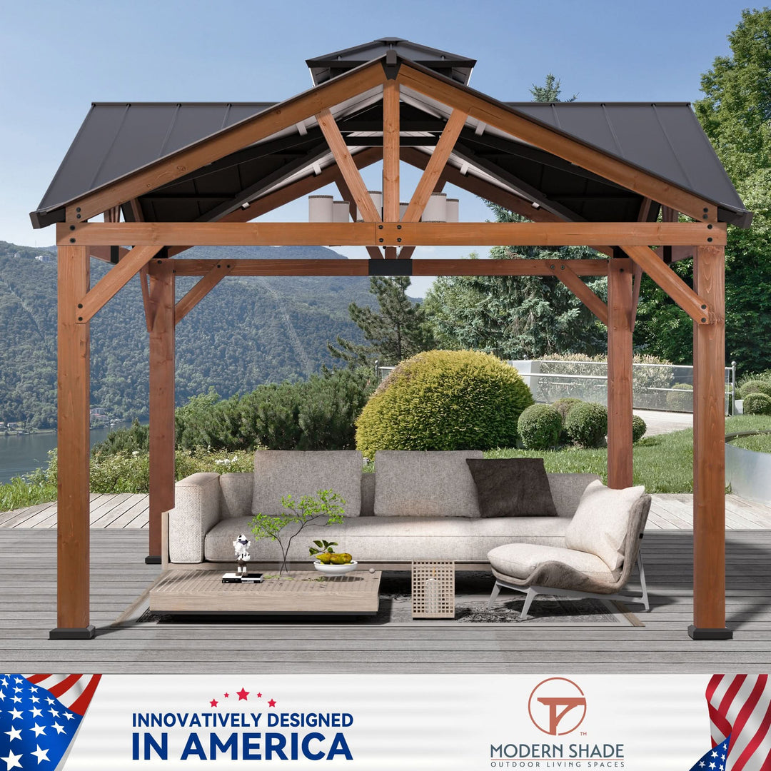 12'x12' Wedgewood Zedernholz-Pavillon mit Giebeldach