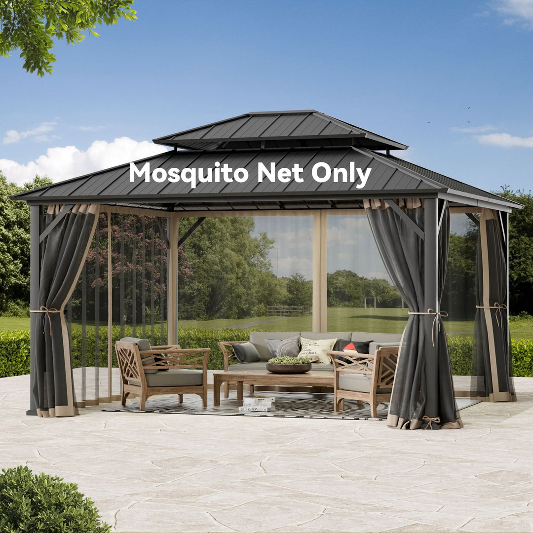 12'x14' Moskitonetz für Pavillon mit Zwei-Wege-Reißverschluss