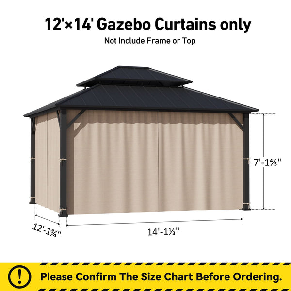 Yarn-dyed 12'x14' Privacy Curtain for Gazebo with Zipper