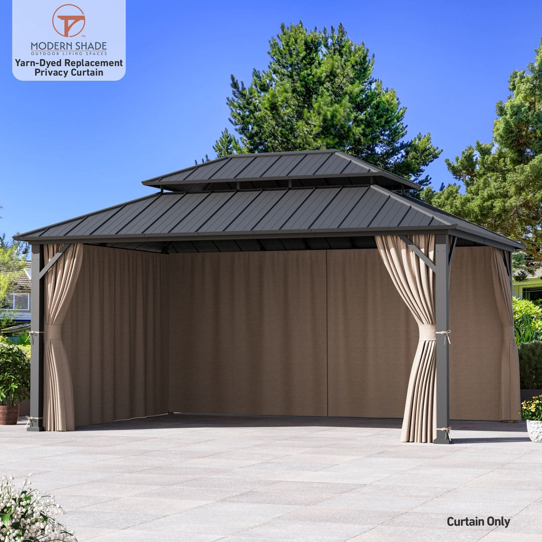 Yarn-dyed 12'x16' Privacy Curtain for Gazebo with Zipper