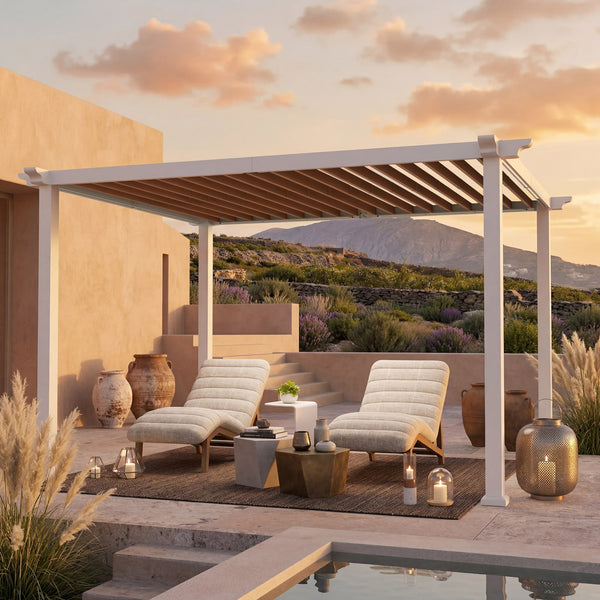 10'x12' Open Sky Metal Pergola with Wood Grain Finish
