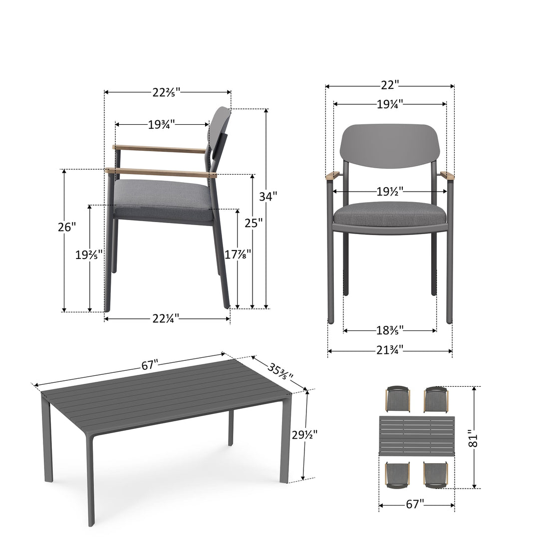 5-Piece Aluminum Outdoor Dining Set