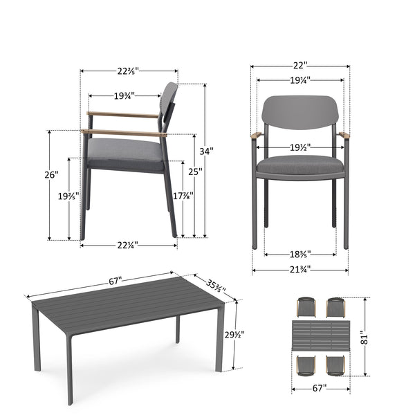 5-Piece Aluminum Outdoor Dining Set
