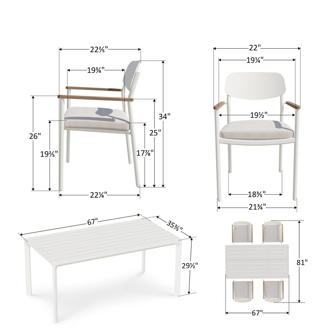 5-Piece Aluminum Outdoor Dining Set