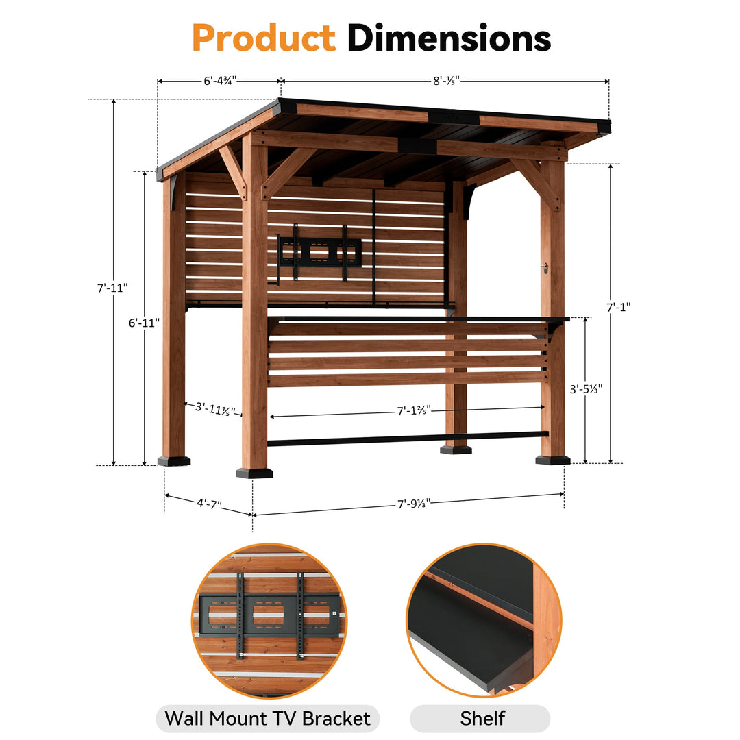 6.5'x8' Aura Unterhaltungsbar für Pavillon mit TV-Halterung