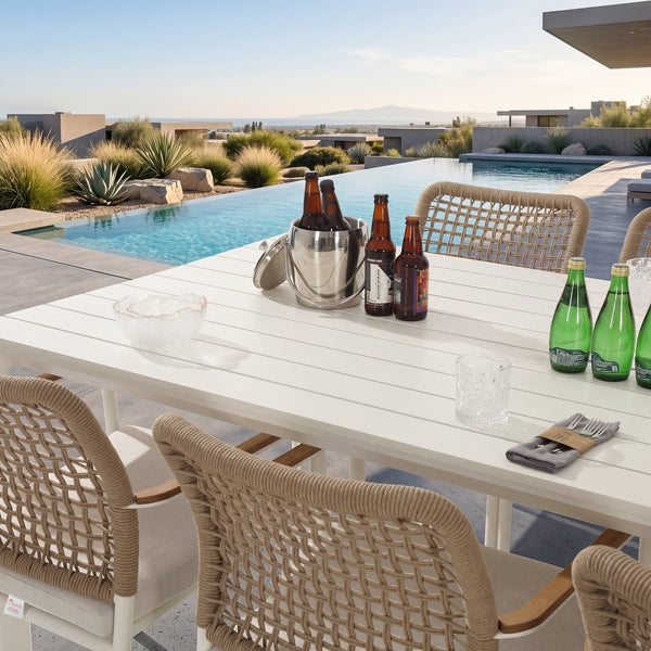 79" Cavo Aluminum Outdoor Dining Table with Slatted Top