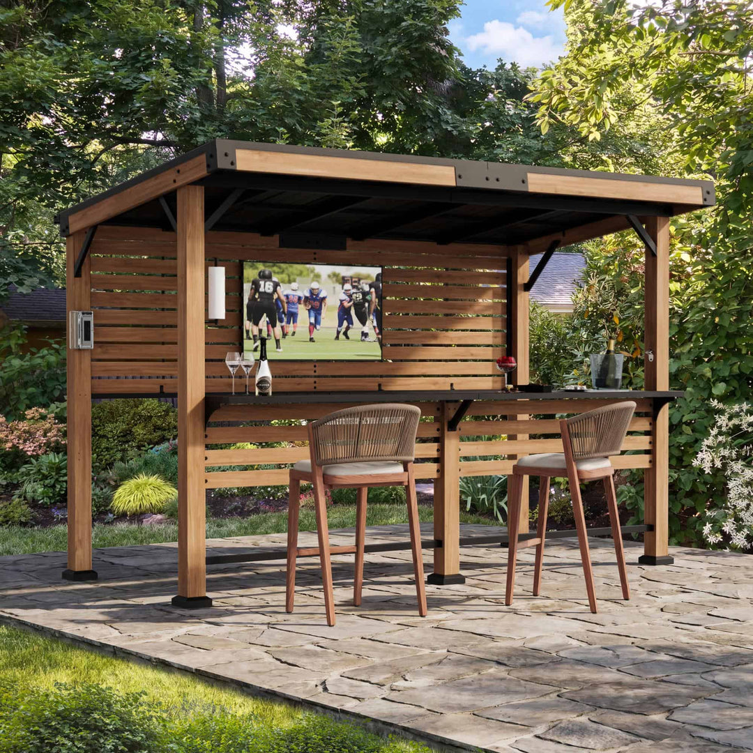 6'x11' Woodberry Pavillon mit Holzdecke und TV-Halterung