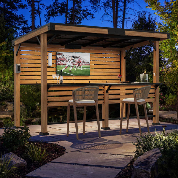6'x11' Woodberry Cedar Hardtop Gazebo with TV Mount