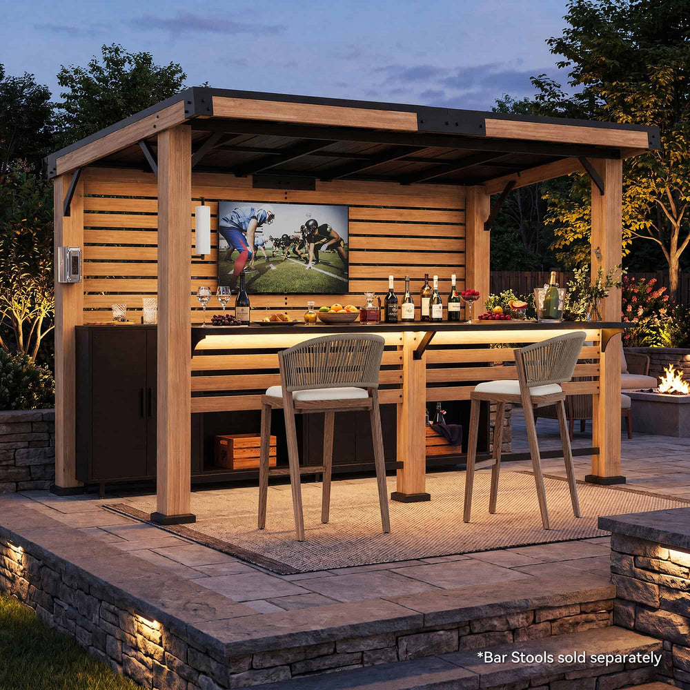 6'x11' Woodberry Pavillon mit Holzdecke und TV-Halterung