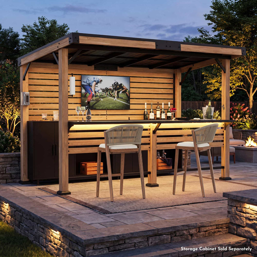 6'x11' Woodberry Pavillon mit Holzdecke und TV-Halterung