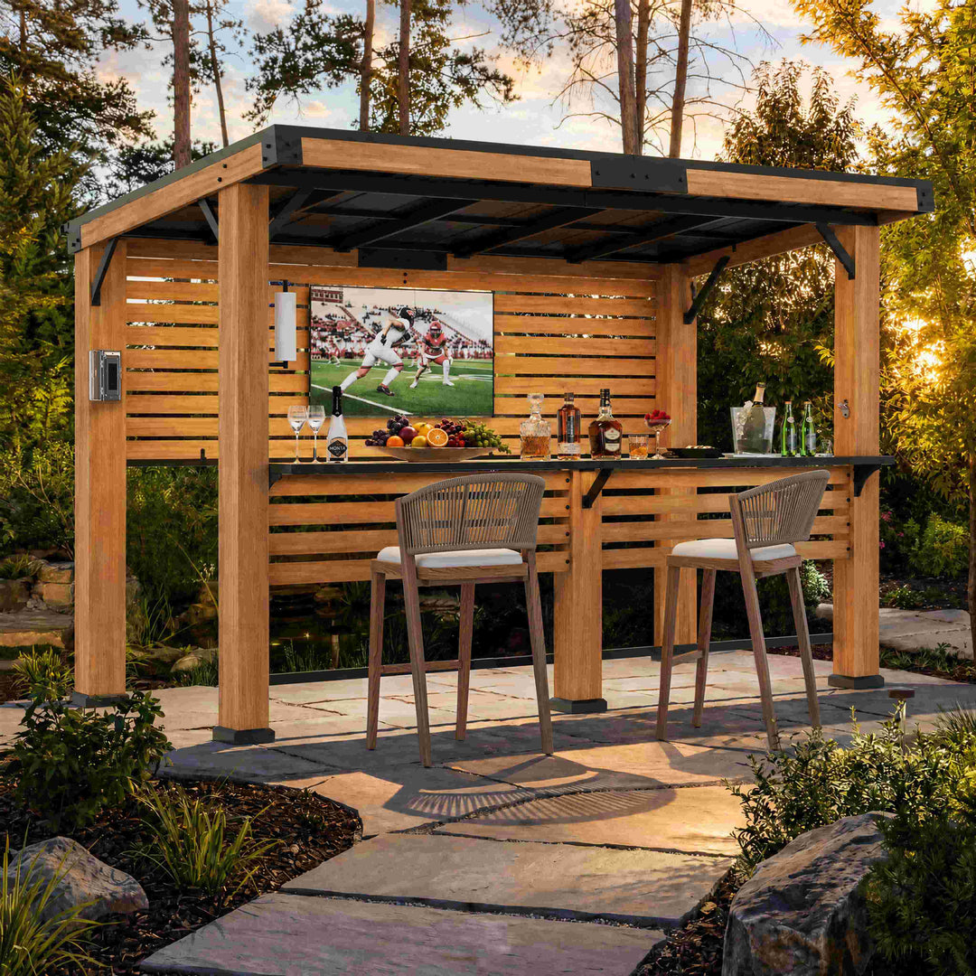 6'x11' Woodberry Pavillon mit Holzdecke und TV-Halterung