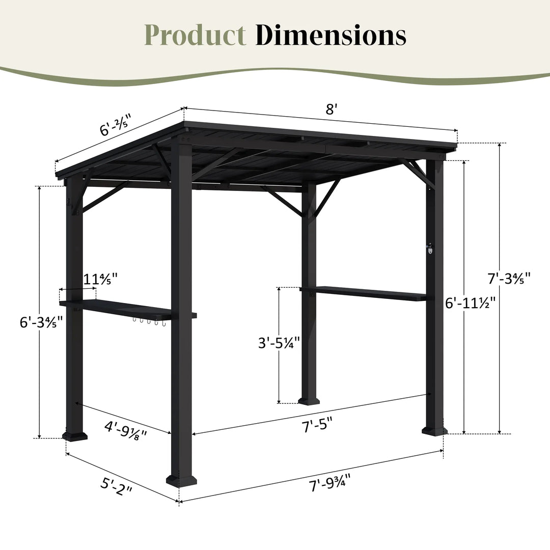 6'x11' Woodberry Pavillon mit Holzdecke und TV-Halterung