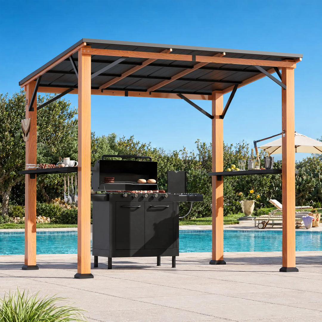6'x11' Woodberry Pavillon mit Holzdecke und TV-Halterung