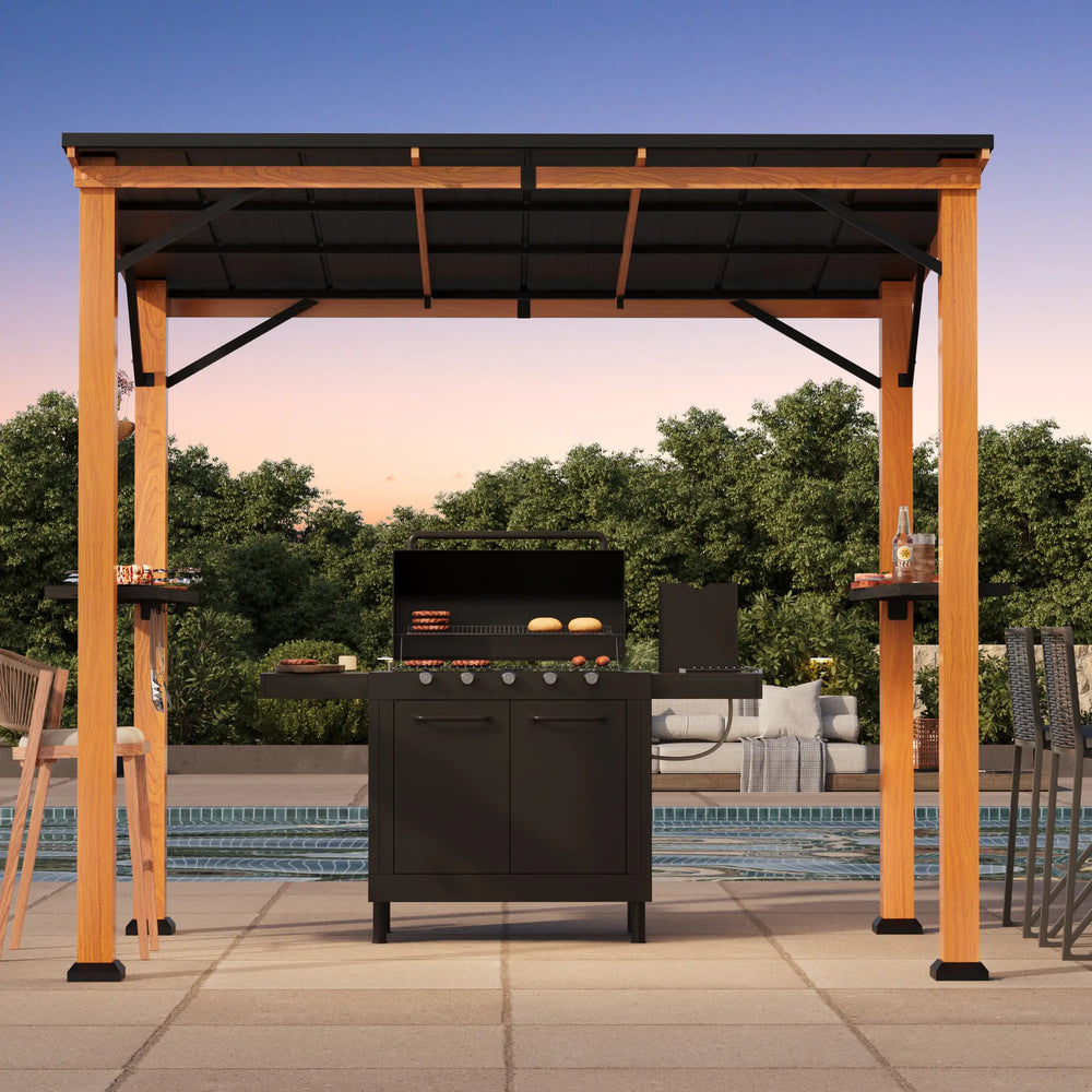 6'x11' Woodberry Pavillon mit Holzdecke und TV-Halterung