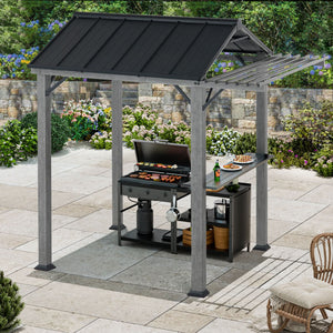 6'x8' Nottingham Metal Hardtop Gazebo with Extended Eave