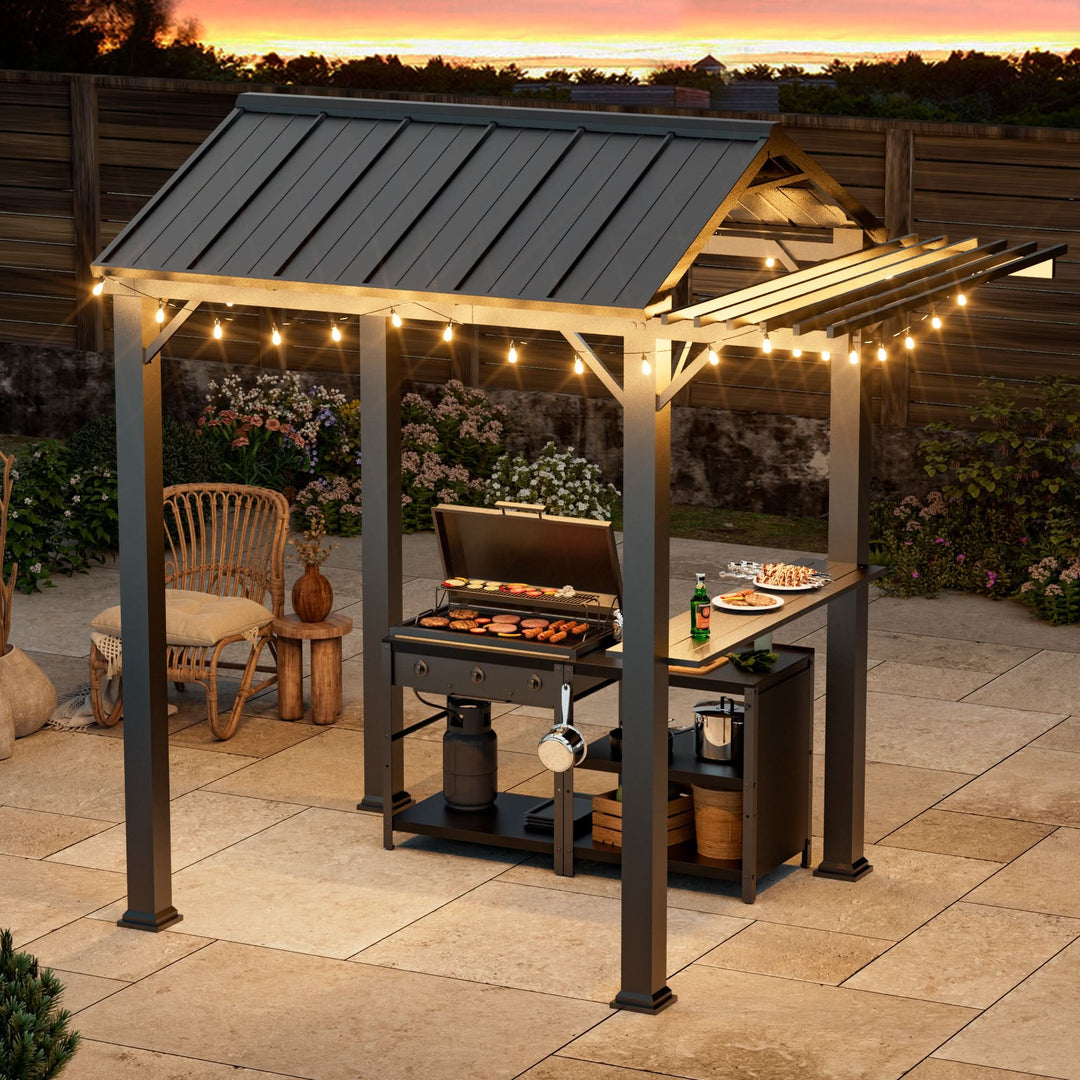 6'x8' Nottingham Metal Hardtop Gazebo with Extended Eave