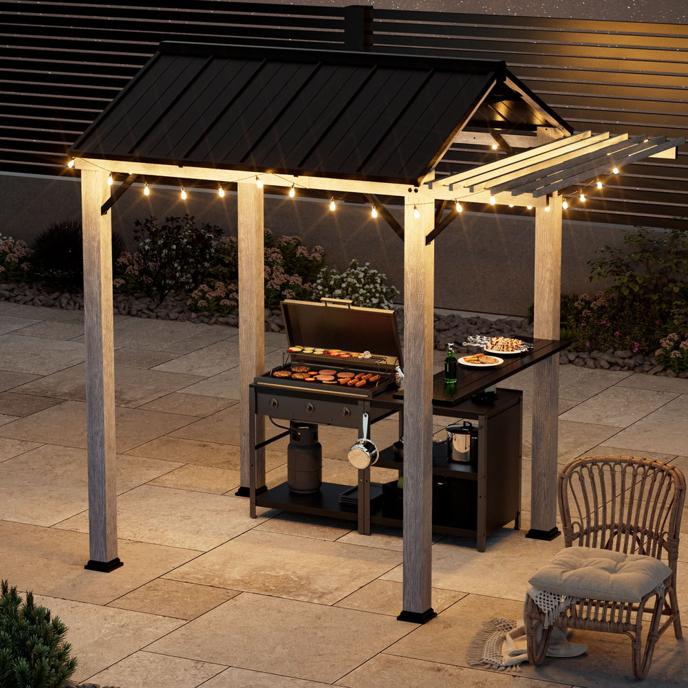 6'x8' Nottingham Metal Hardtop Gazebo with Extended Eave