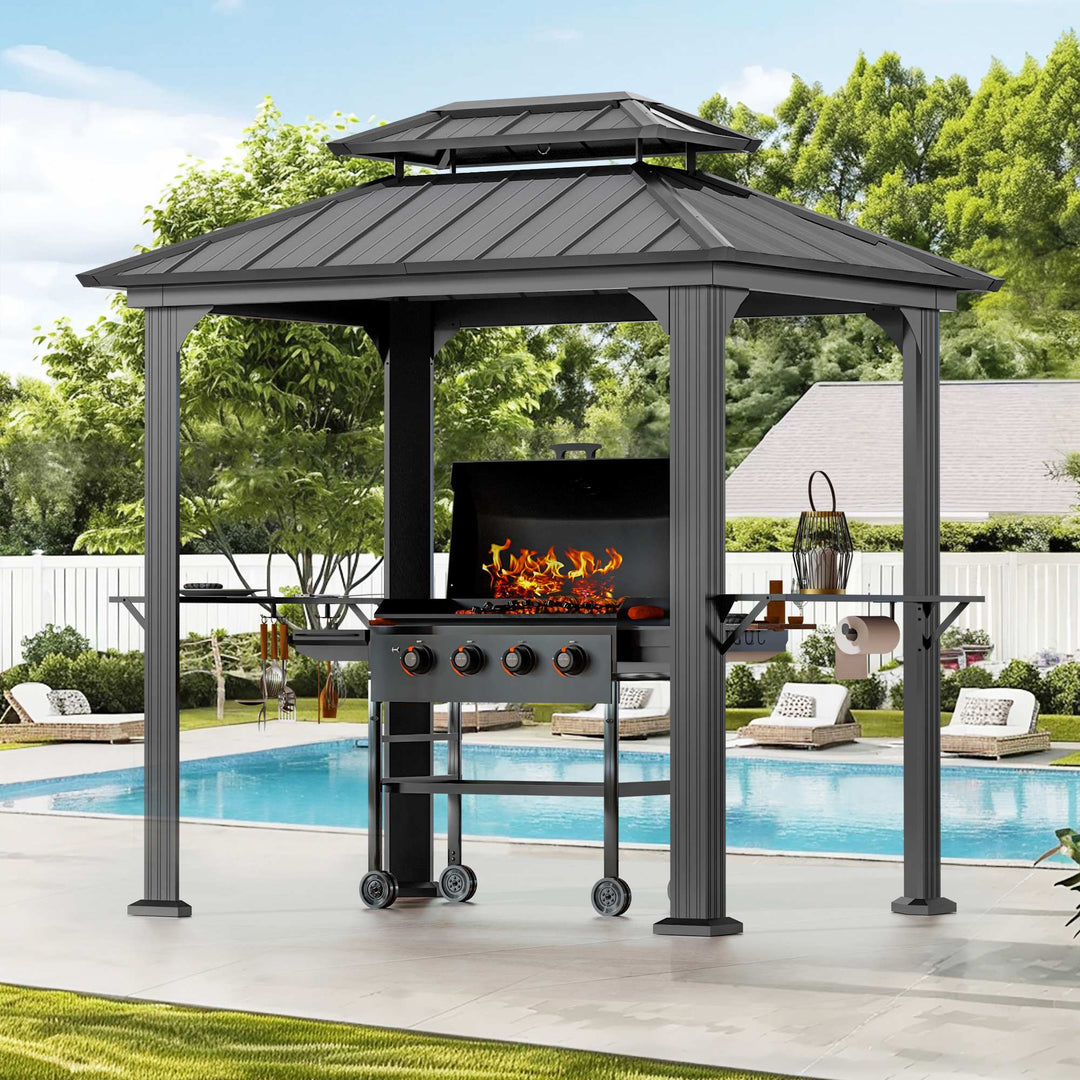 6'x8' Aluminium Grill Hardtop Pavillon