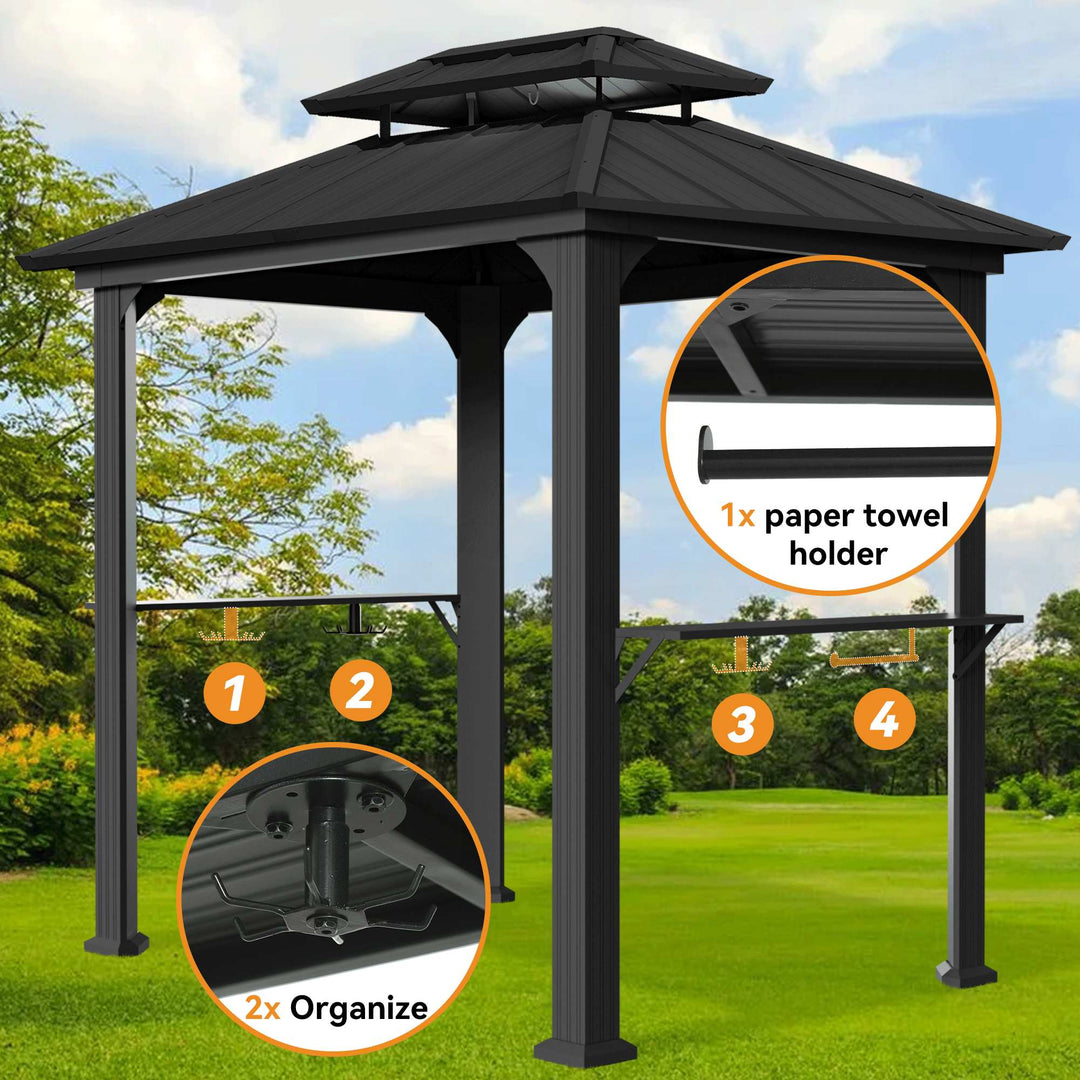 6'x8' Aluminium Grill Hardtop Pavillon