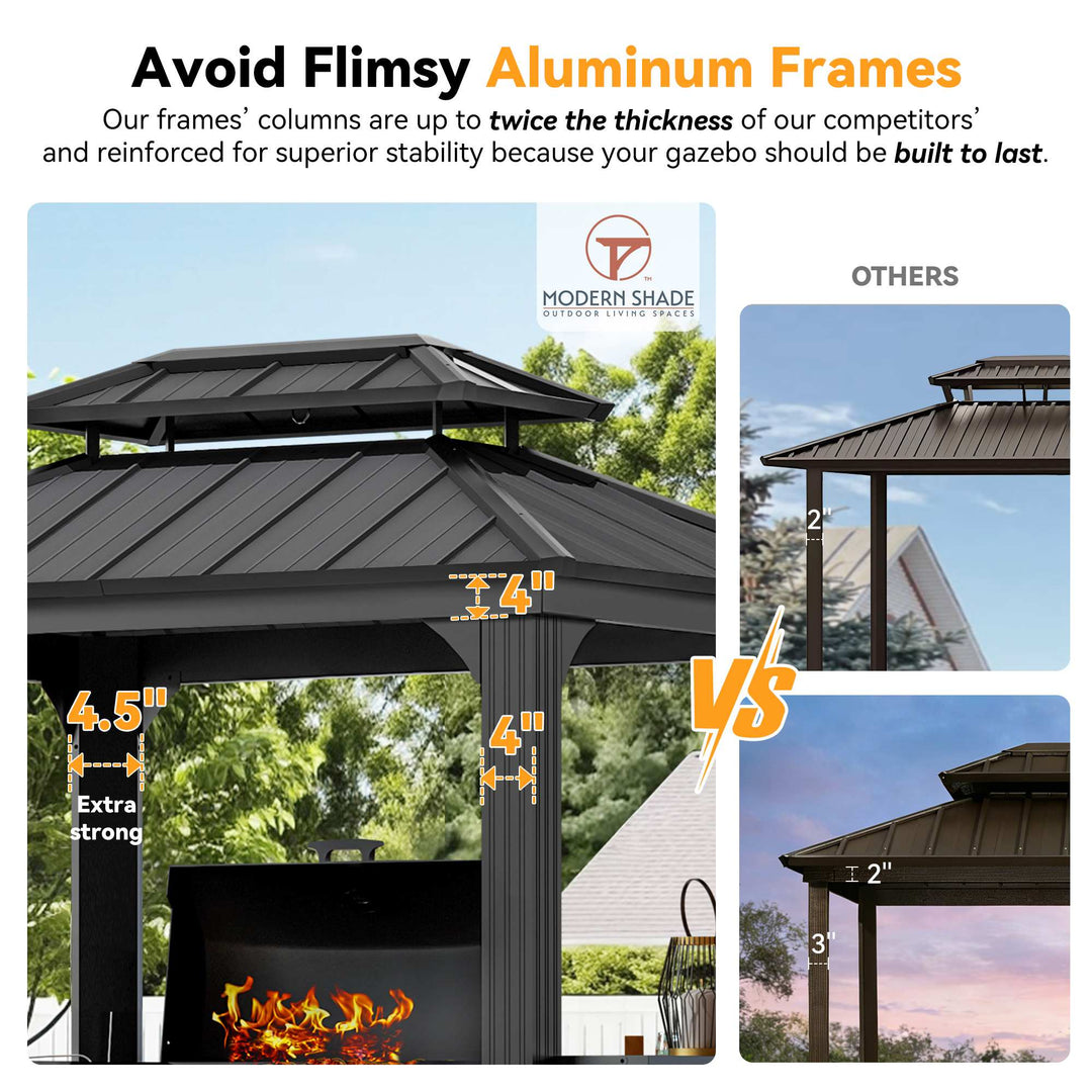 6'x8' Aluminium Grill Hardtop Pavillon