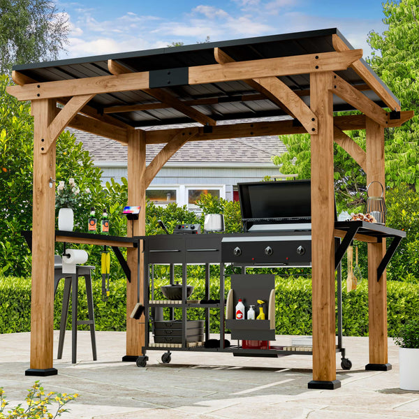 6'x8' Fusion Cedar Hardtop-Pavillon mit Steckdosen