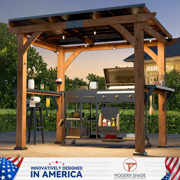 6'x8' Fusion Cedar Hardtop-Pavillon mit Steckdosen