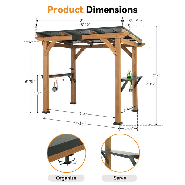 6'x8' Fusion Cedar Hardtop-Pavillon mit Steckdosen