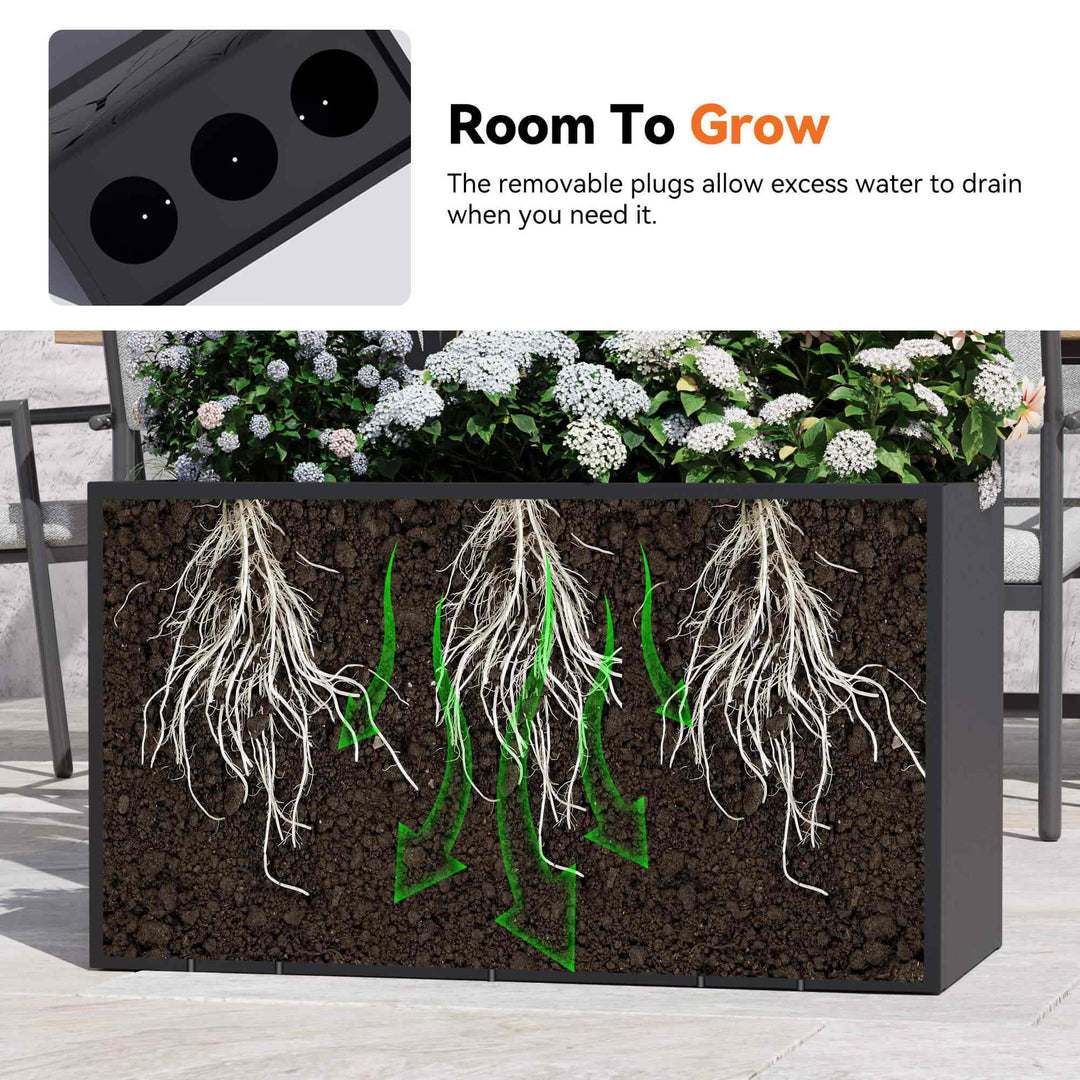 73"x47"x16" Metal Raised Planter Box with Trellis Privacy Screen