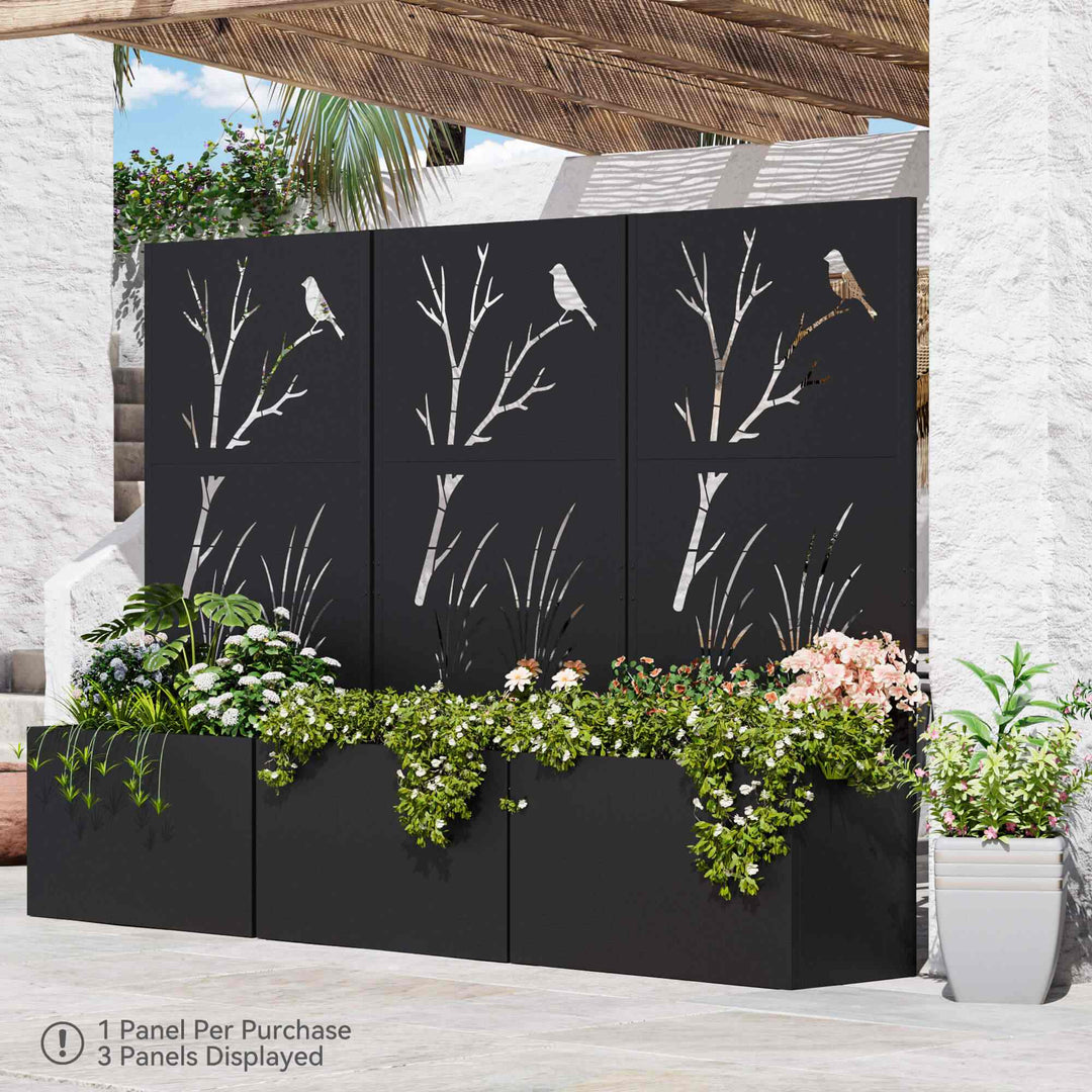 73"x47"x16" Metal Raised Planter Box with Trellis Privacy Screen