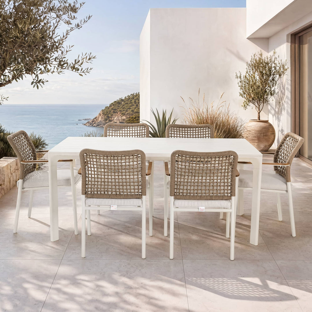 Riviera Outdoor-Esszimmerstuhl aus geflochtenem Aluminium