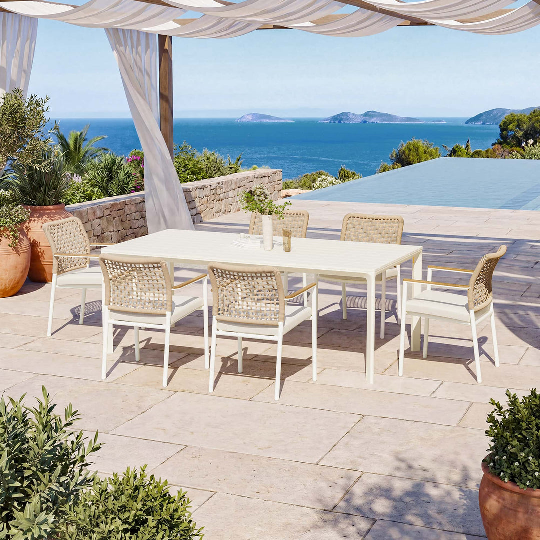 Riviera Outdoor-Esszimmerstuhl aus geflochtenem Aluminium