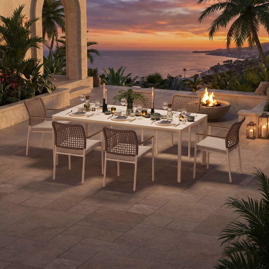 Riviera Outdoor-Esszimmerstuhl aus geflochtenem Aluminium