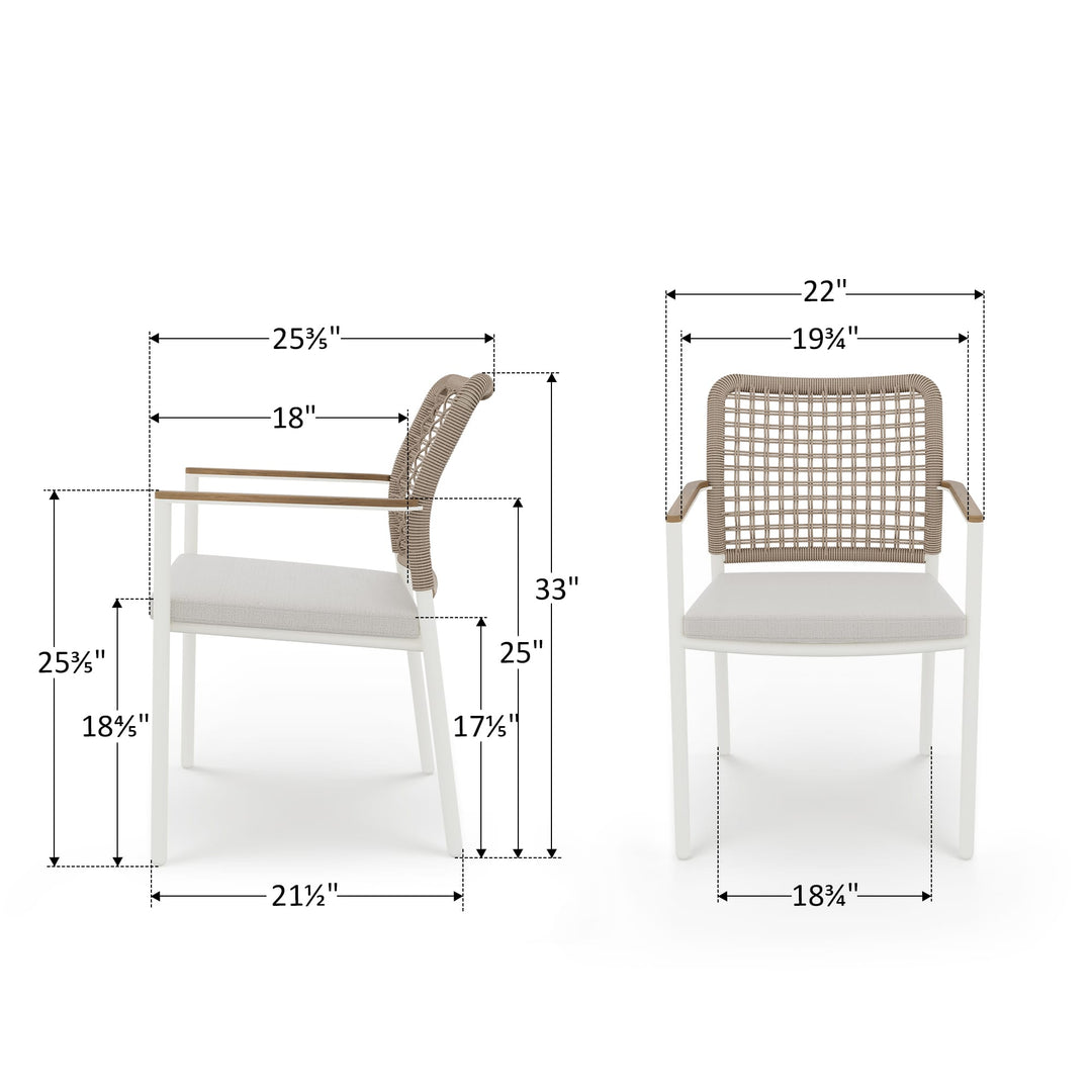 Riviera Outdoor-Esszimmerstuhl aus geflochtenem Aluminium