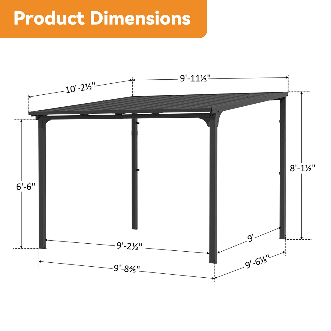 6'x11' Woodberry Pavillon mit Holzdecke und TV-Halterung