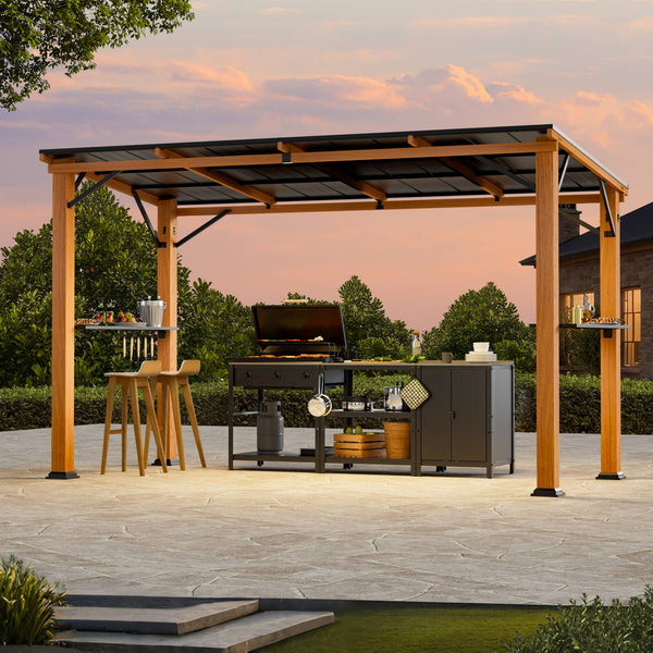 6'x12' The Smoke Shack Hardtop Grill Gazebo with Sloped Roof