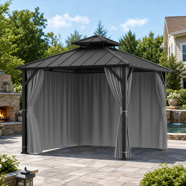 Yarn-dyed 10'x10' Privacy Curtain for Gazebo with Zipper