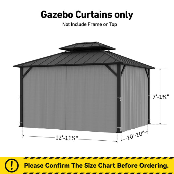 Yarn-dyed 11'x13' Privacy Curtain for Gazebo with Zipper