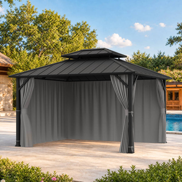 Yarn-dyed 11'x13' Privacy Curtain for Gazebo with Zipper