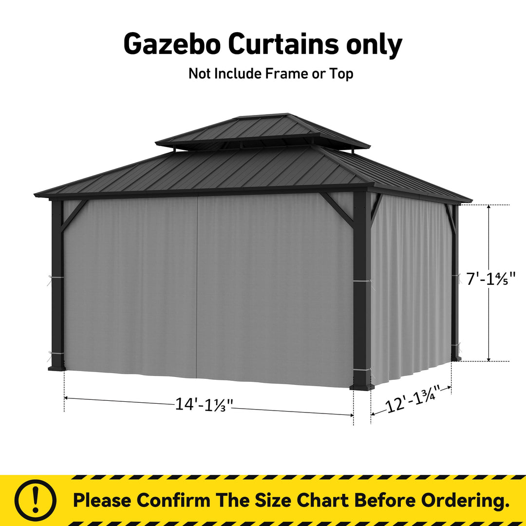 Yarn-dyed 12'x14' Privacy Curtain for Gazebo with Zipper