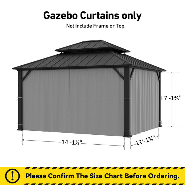 Yarn-dyed 12'x14' Privacy Curtain for Gazebo with Zipper