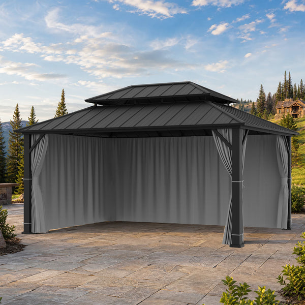 Yarn-dyed 12'x16' Privacy Curtain for Gazebo with Zipper