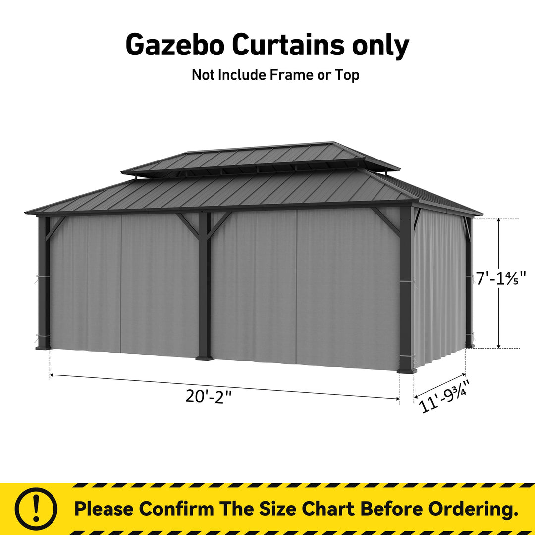 Yarn-dyed 12'x20' Privacy Curtain for Gazebo with Zipper