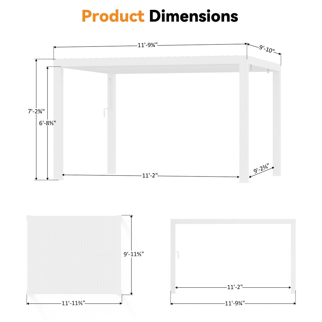 10'x12' Aurora Metall-Pergola mit verstellbaren Lamellen